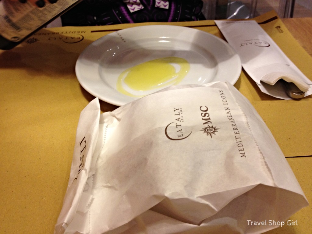 Bread served in a bag in Eataly Steakhouse