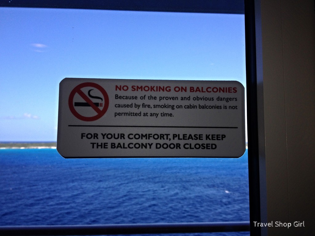 Sign on balcony door