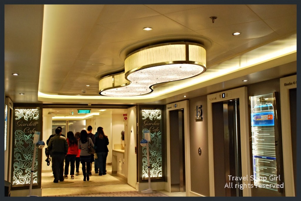 Entrance to the Garden Café and elevators on deck 15