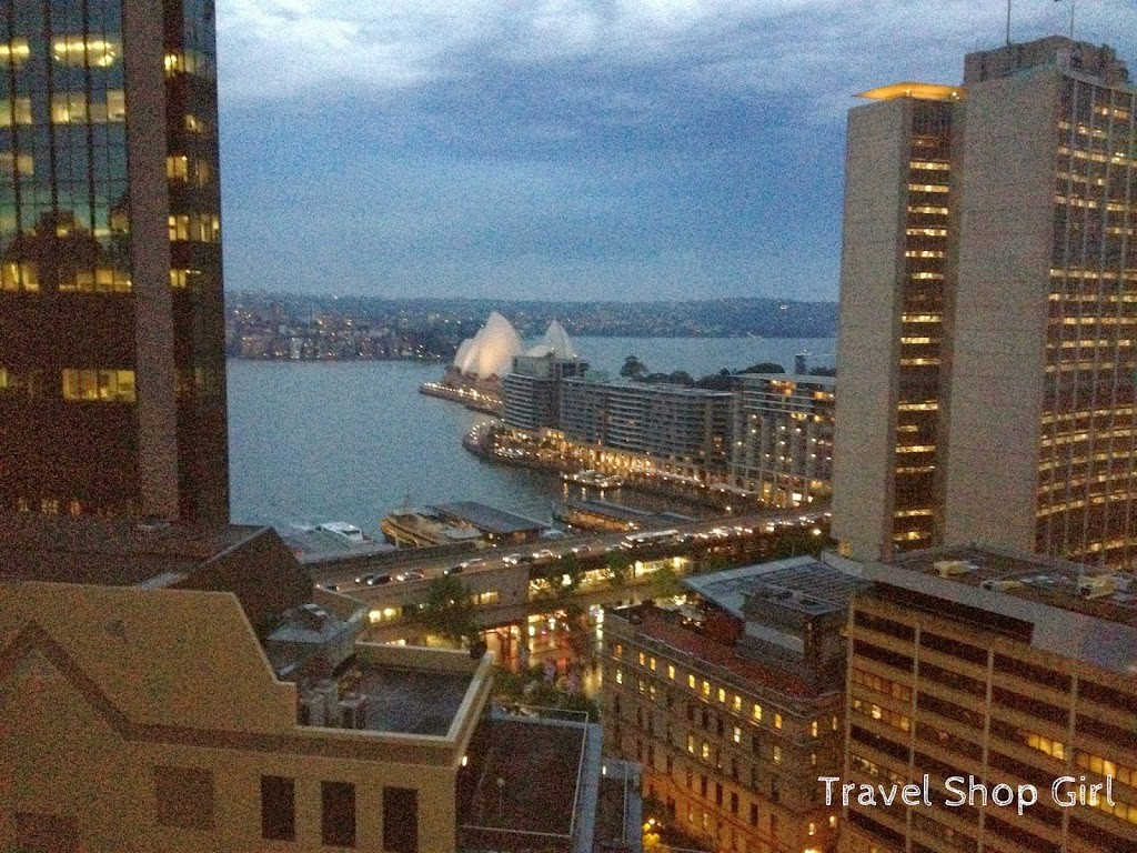 Evening view from room 2104 at the Sydney Harbour Marriott at Circular Quay