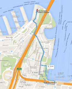 Map of the walk from Circular Quay station to Pier One Sydney Harbour