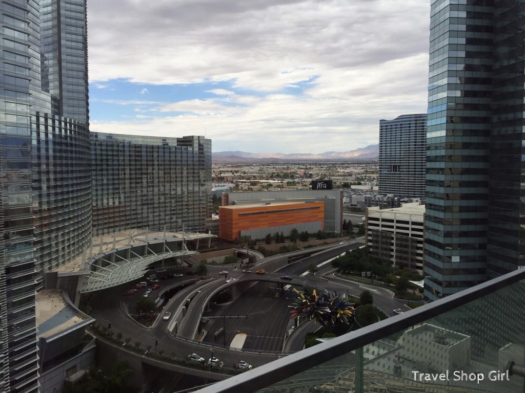 View from the 24th floor in the West Tower at The Cosmopolitan toward Aria