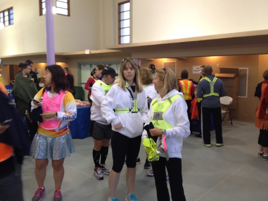 Melissa and Peg from Van 1 for their safety gear check before running