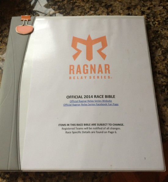 The Ragnar Bible (Photo courtesy of Jessica Kempter - Team Crazy Running Peeps)