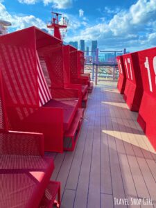 Super red seating area on deck 16